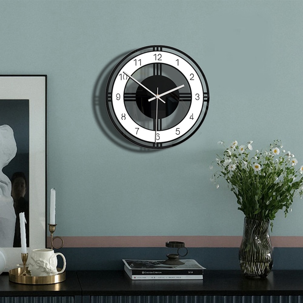 Modern Acrylic Silent Wall Clock Large Quartz Hanging, Battery Operated for Home Decor, Kitchen and Living Room Watch