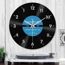 reverse wall clock for bedroom living room, elegant counterclockwise wall clock 12inch, quiet acrylic vinyls record desi