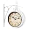 Double Sided Two Faces Retro Station Clock, Iron Round Wall Hanging, Chandelier Style Clock for Home Hall Decor