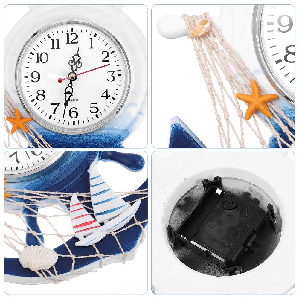 Vintage Decor Rudder Anchor Clock, Wooden Boat Wall Hanging, Nautical Office Wall Clocks for Home or Gift