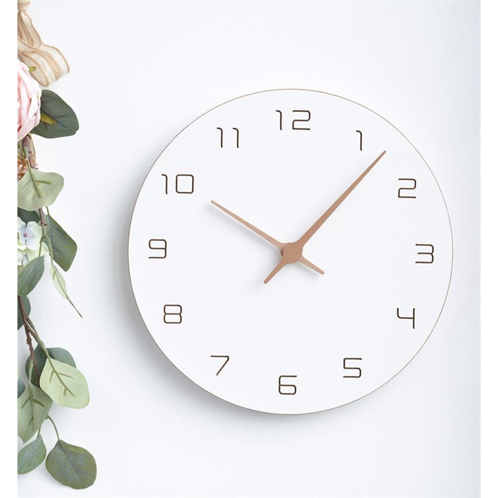 Oversized Wall Clocks Operated Wooden, Silent Non Ticking Wood Clock, White Modern Minimalist Hanging Decor