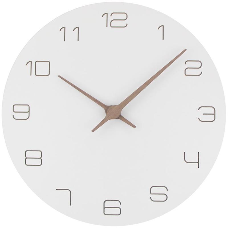 Oversized Wall Clocks Operated Wooden, Silent Non Ticking Wood Clock, White Modern Minimalist Hanging Decor