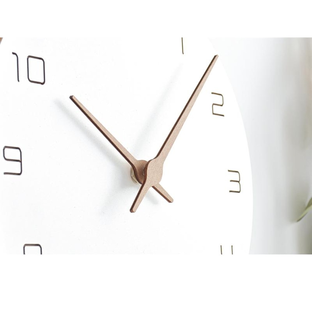 Oversized Wall Clocks Operated Wooden, Silent Non Ticking Wood Clock, White Modern Minimalist Hanging Decor