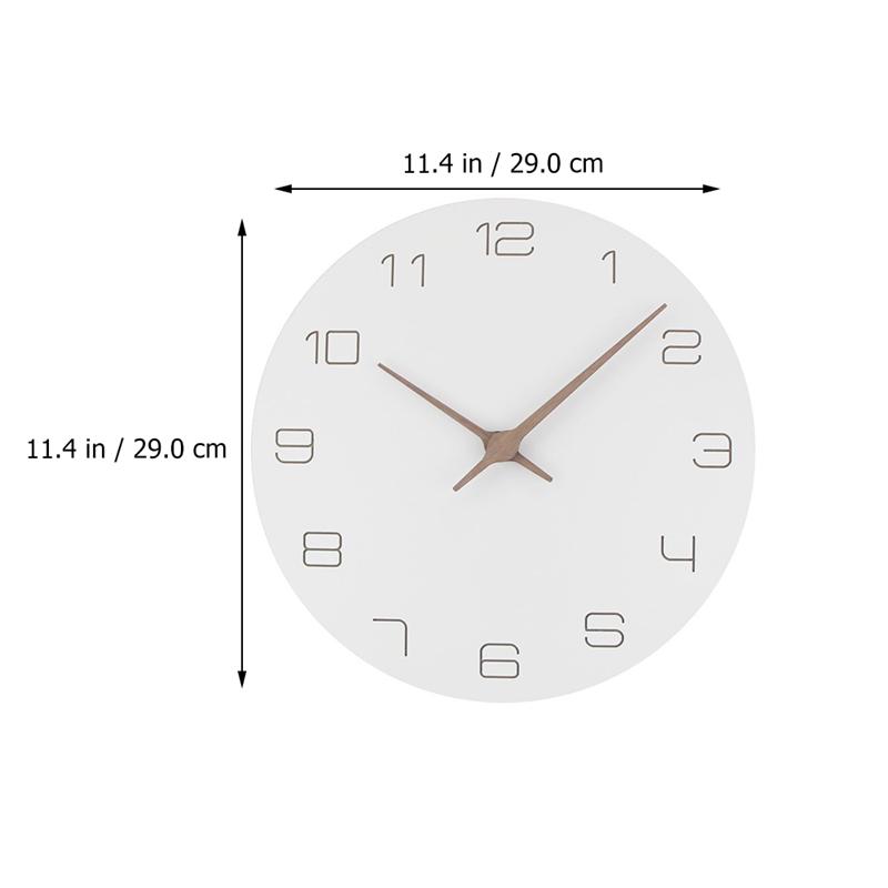 Oversized Wall Clocks Operated Wooden, Silent Non Ticking Wood Clock, White Modern Minimalist Hanging Decor