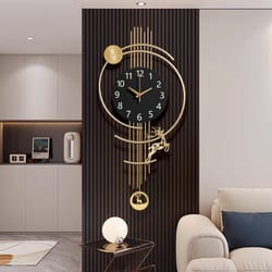 large battery round wall clock for home decor, gold black hands wall watches, designer pendulum relojes