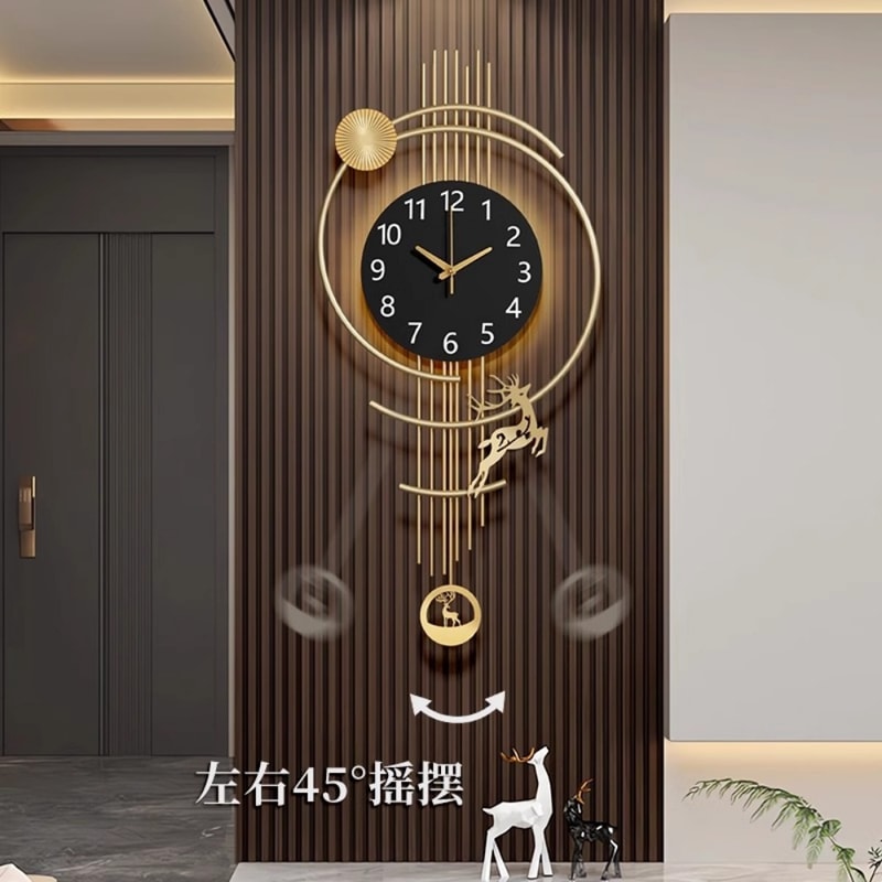 Large Battery Round Wall Clock for Home Decor, Gold Black Hands Wall Watches, Designer Pendulum Relojes