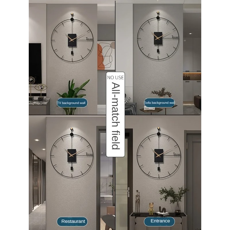 Modern Stylish Wall Clock Luxury Design, Large Swingable Pendulum Clock, Vintage Wall Decor for Living Room and Home