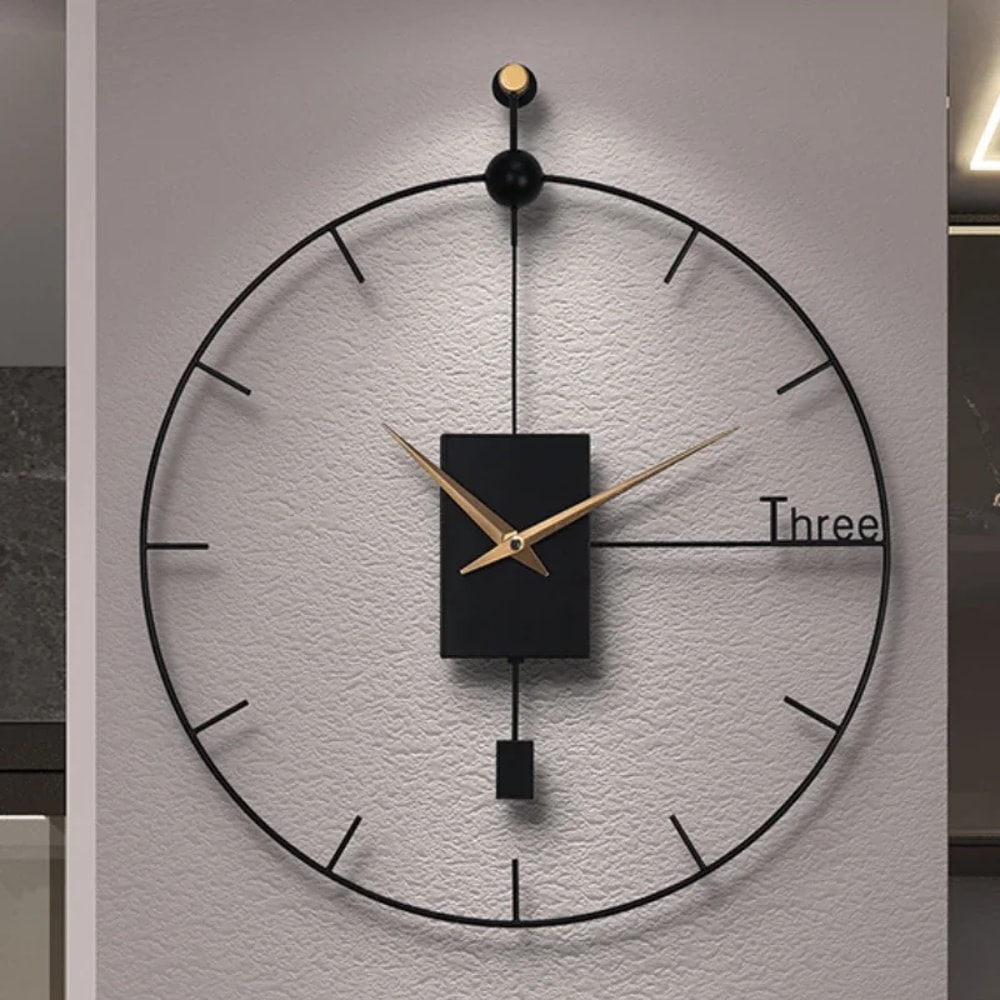 Modern Stylish Wall Clock Luxury Design, Large Swingable Pendulum Clock, Vintage Wall Decor for Living Room and Home