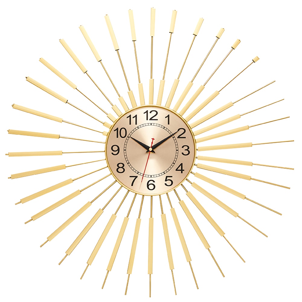 Luxury Retro Metal Gold Wall Clock for Large Rooms, Fashion Battery Operated, Silent Round Horloge Home Wall Decor