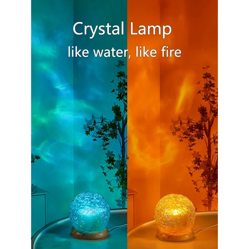 Crystal Mood Lamp Home Bedroom Decor, New Water Ripple Projector Night Light, Aesthetic Christmas Sunset Light Gift