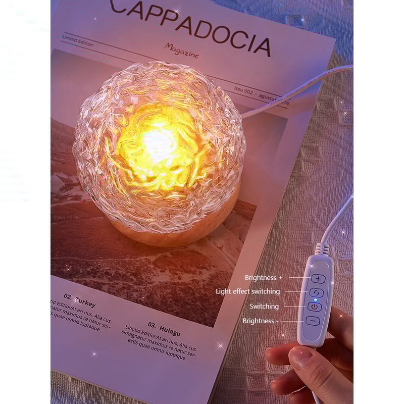 Crystal Mood Lamp Home Bedroom Decor, New Water Ripple Projector Night Light, Aesthetic Christmas Sunset Light Gift