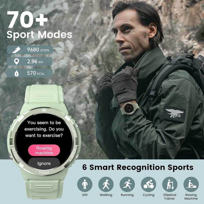 TANK S1 Smartwatch Women, AMOLED AOD Screen, 5ATM Waterproof, Bluetooth Call Ultra Smart Watch for Fitness