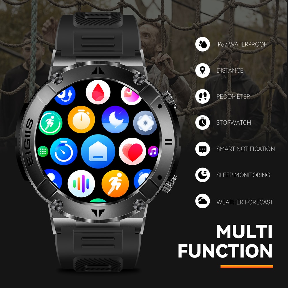 Smart Watch Men TFT Screen Bluetooth Call, Blood Pressure, Fitness Health Tracker, Custom Dial Waterproof Smartwatch