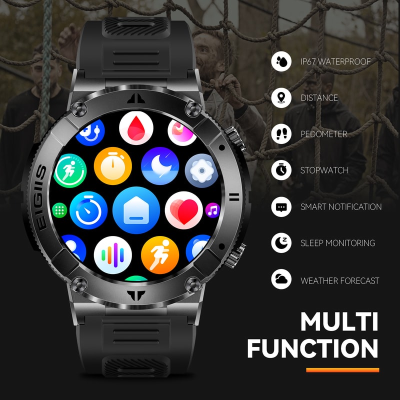 Smart Watch Men TFT Screen Bluetooth Call, Blood Pressure, Fitness Health Tracker, Custom Dial Waterproof Smartwatch