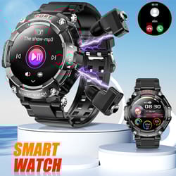 amoled display smart watch with in-ear bluetooth headset, heart rate, blood pressure, oxygen saturation, hd audio