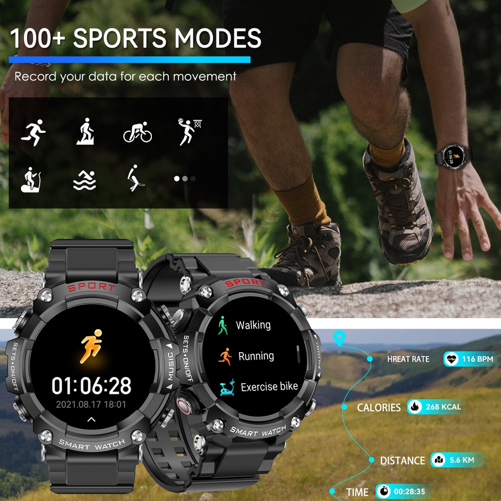 AMOLED Display Smart Watch with In-Ear Bluetooth Headset, Heart Rate, Blood Pressure, Oxygen Saturation, HD Audio