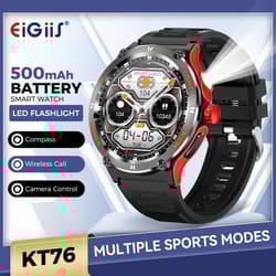 kt76 smart watch waterproof men sport, compass, led flashlight, heart rate monitor, sleep, bluetooth call