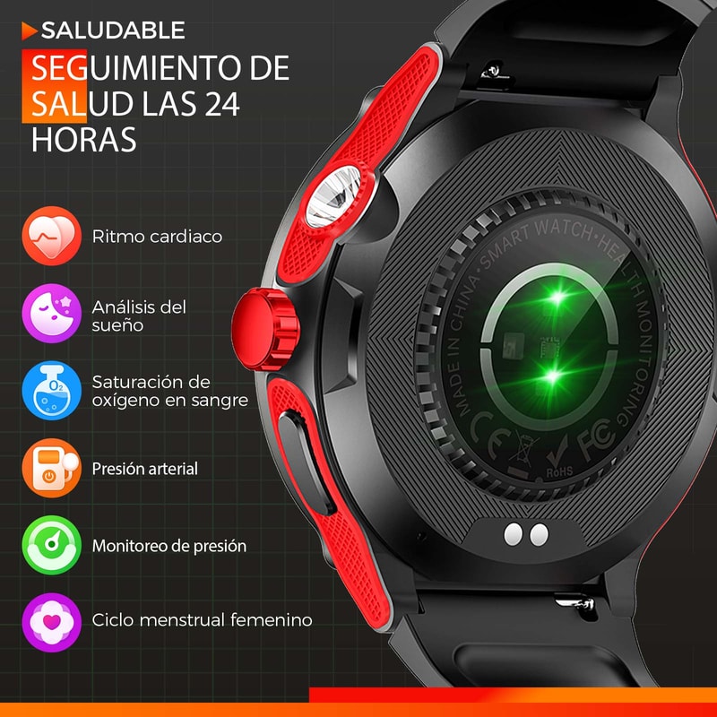 KT76 Smart Watch Waterproof Men Sport, Compass, LED Flashlight, Heart Rate Monitor, Sleep, Bluetooth Call