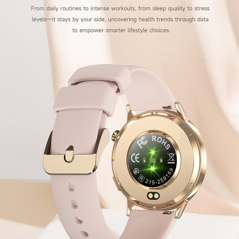 Newest Women AMOLED Screen Bluetooth Call Smart Watch, Heart Rate Monitor, Multifunctional Flashlight, Voice Assistant