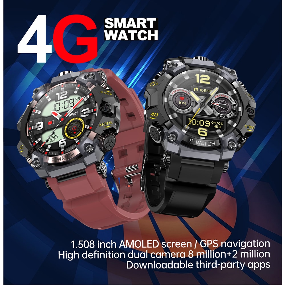 Q668 5G LTE Android Smartwatch Dual Camera, GPS WiFi SIM Card, AMOLED Screen, Smart Watch