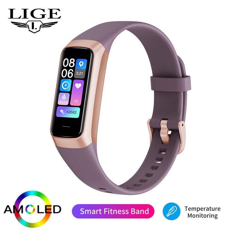 Amoled Smart Watch Smartwatch, Sport Fitness Tracker for Women, Waterproof Heart Rate Blood Monitor Connected Bracelet