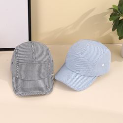 korean minimalist striped baseball cap, streetwear hip hop flat brim hat, unisex couple style adjustable fashion cap
