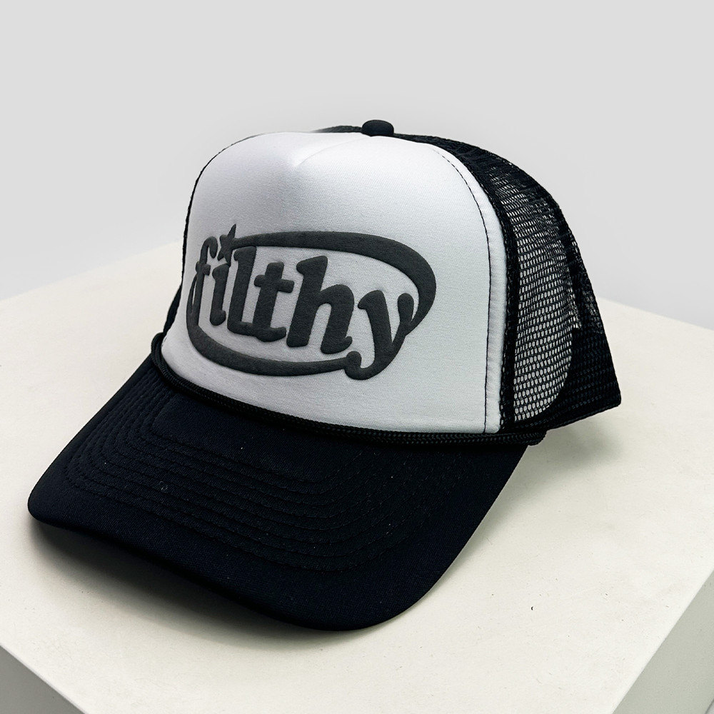 Unisex Color Block Filthy Letters Baseball Hat, Breathable Sunshade Trucker Cap, Versatile Mesh Streetwear Style