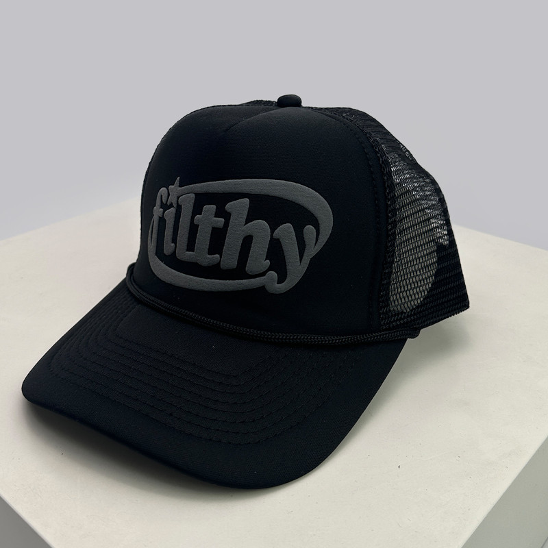 Unisex Color Block Filthy Letters Baseball Hat, Breathable Sunshade Trucker Cap, Versatile Mesh Streetwear Style