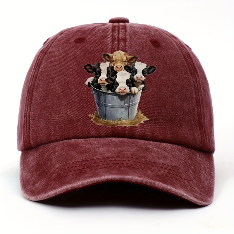 Adjustable Cow Print Baseball Cap, Outdoor Sun Protection Hat, Casual Duckbill Cap for Men and Women