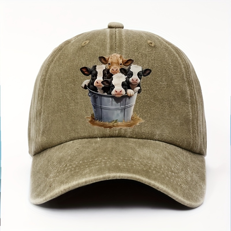 Adjustable Cow Print Baseball Cap, Outdoor Sun Protection Hat, Casual Duckbill Cap for Men and Women