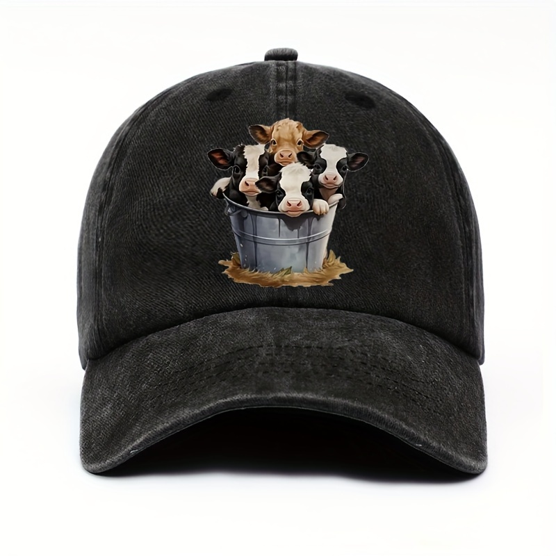 Adjustable Cow Print Baseball Cap, Outdoor Sun Protection Hat, Casual Duckbill Cap for Men and Women