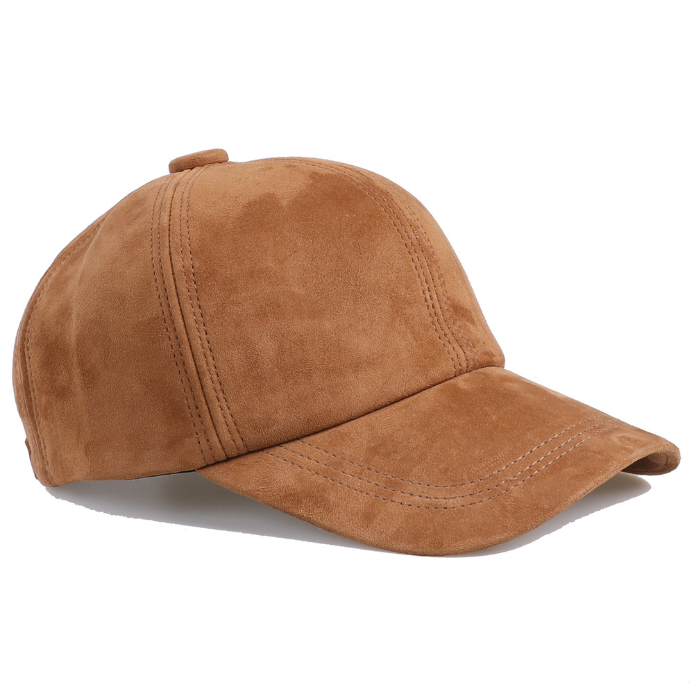 Genuine Suede Leather Baseball Cap for Men Women, Adjustable Buckle Back Unisex Hat, Premium Real Leather Sports Cap