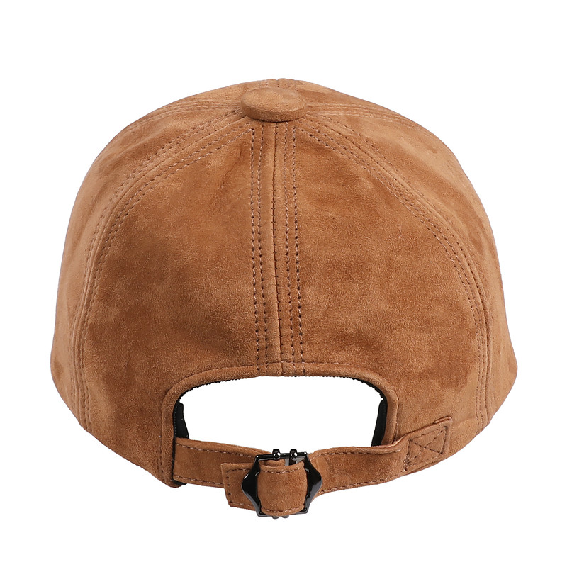 Genuine Suede Leather Baseball Cap for Men Women, Adjustable Buckle Back Unisex Hat, Premium Real Leather Sports Cap