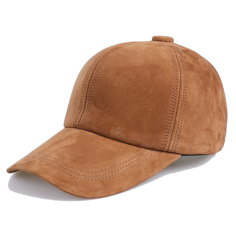 Genuine Suede Leather Baseball Cap for Men Women, Adjustable Buckle Back Unisex Hat, Premium Real Leather Sports Cap