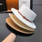 French Style Straw Sun Hat Women Summer Flat Top Brim, Adjustable UPF50 Plus, Elegant Beach Vacation Sun Protection