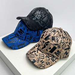 kpop men women baseball hats graffiti letter vegan leather cotton breathable hiphop caps street fashion solar sport