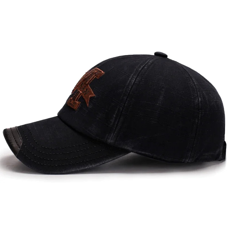 Mens Casual Old Baseball Caps, Spring and Autumn Washed Hats, Outdoor Embroidered Sun Hats for Hiking and Fishing