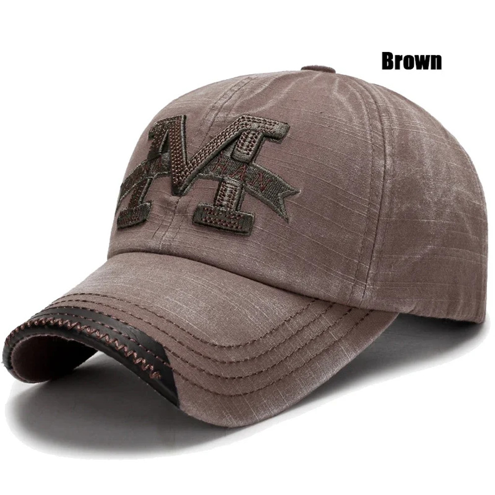 Mens Casual Old Baseball Caps, Spring and Autumn Washed Hats, Outdoor Embroidered Sun Hats for Hiking and Fishing