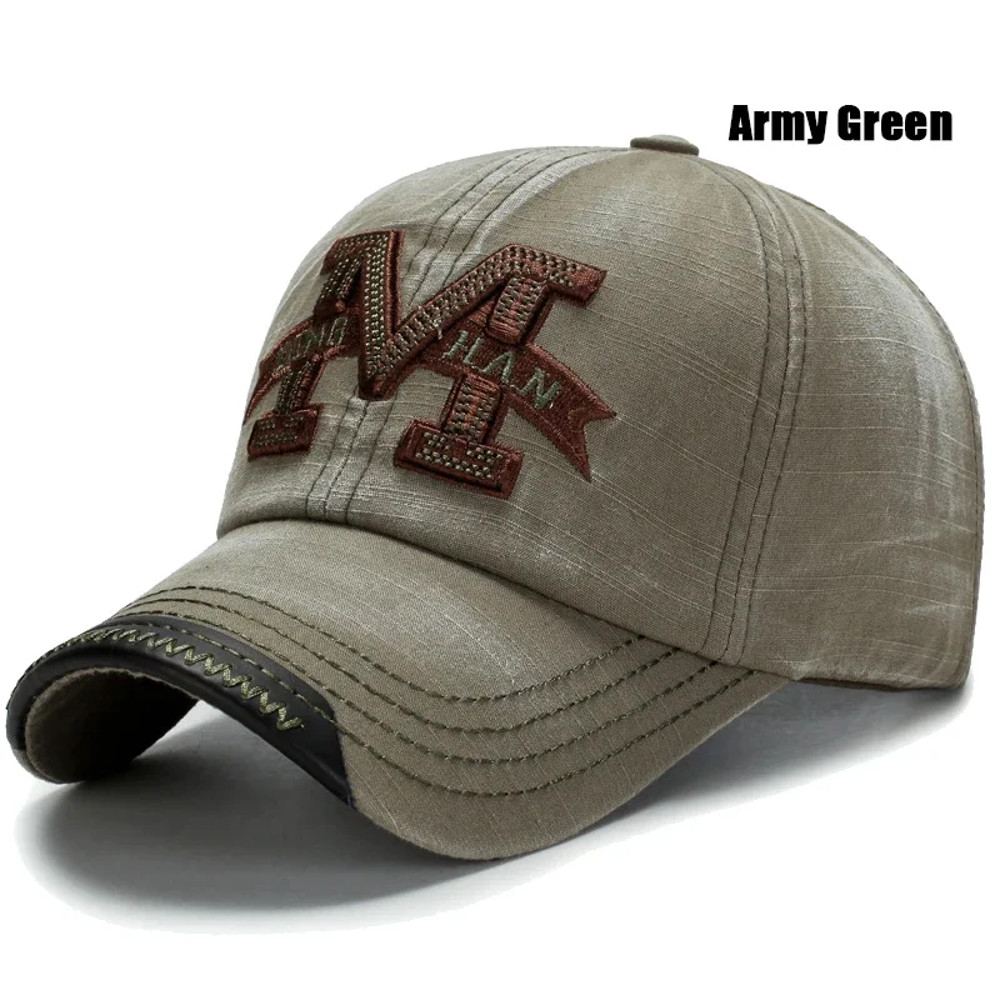 Mens Casual Old Baseball Caps, Spring and Autumn Washed Hats, Outdoor Embroidered Sun Hats for Hiking and Fishing