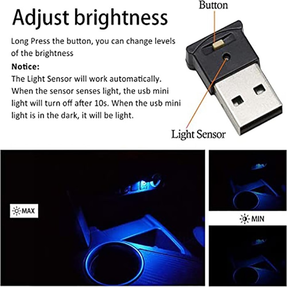 Mini USB Ambient Light LED, RGB 8 Color Variable Ambient Light for Car Laptop Keyboard, Atmosphere Night Lamp