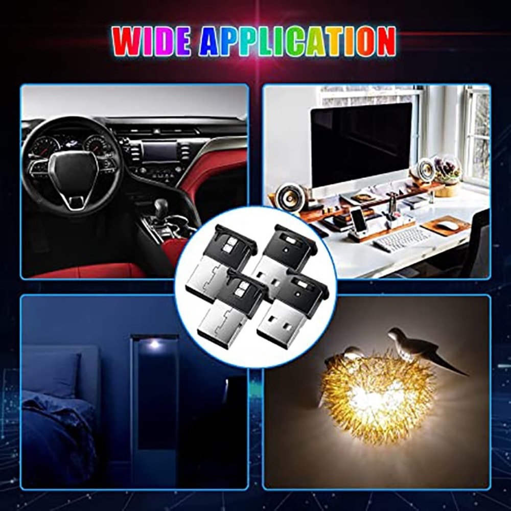 Mini USB Ambient Light LED, RGB 8 Color Variable Ambient Light for Car Laptop Keyboard, Atmosphere Night Lamp