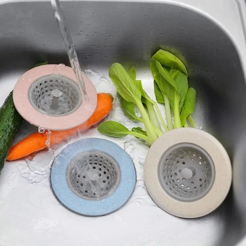 Flower Silicone Kitchen Sink Strainer 4 Color Anti Blocking, Bathroom Shower Drain Cover, Hair Stopper Sewer Colander