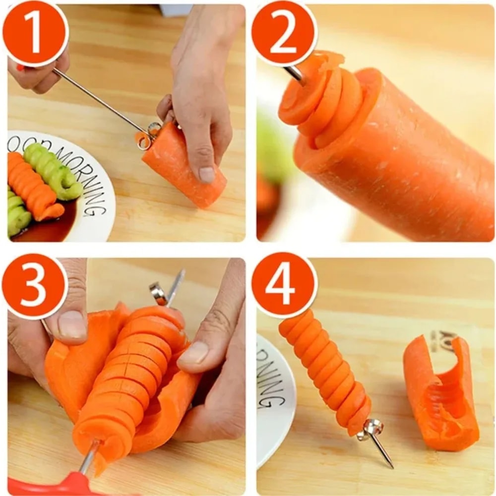 Vegetables Spiral Knife for Potato Carrot Cucumber, Salad Chopper, Spiral Screw Slicer Cutter Spiralizer Kitchen Tools