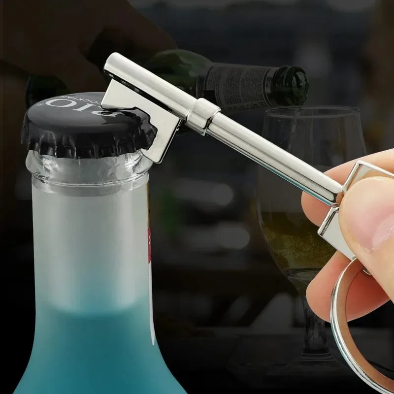 Portable Key Bottle Opener Beer Bottle Can Opener Hanging Ring Keychain Kitchen Tool Simulated Meta 0