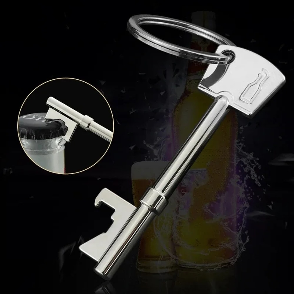 Portable Key Bottle Opener Beer Bottle Can Opener Hanging Ring Keychain Kitchen Tool Simulated Meta 2