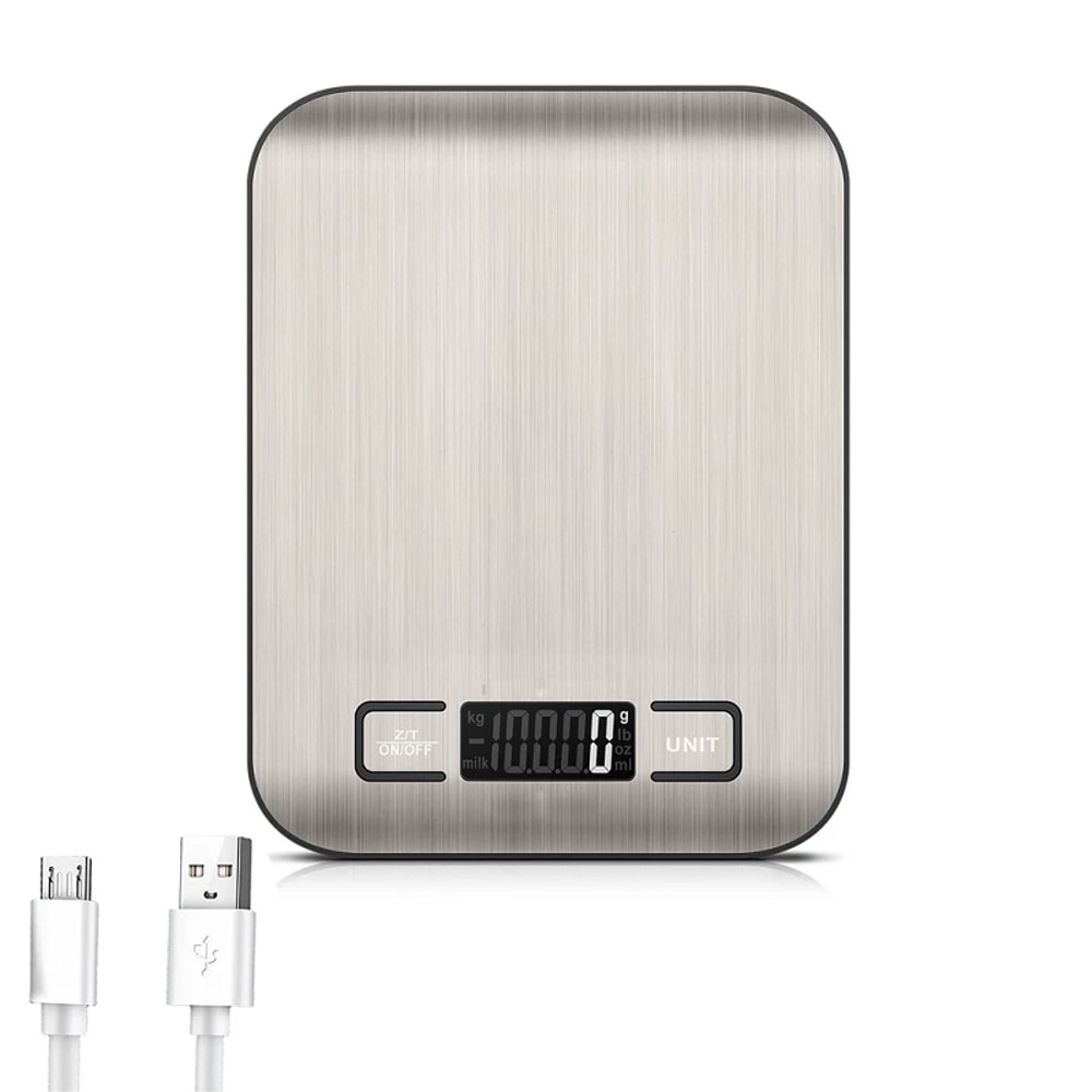 USB Charging Digital Kitchen Scale LCD Display 10Kg 1g Electronic Weights Scales, Food Weighing Scale for Cooking Baking