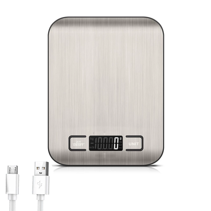 USB Charging Digital Kitchen Scale LCD Display 10Kg 1g Electronic Weights Scales, Food Weighing Scale for Cooking Baking
