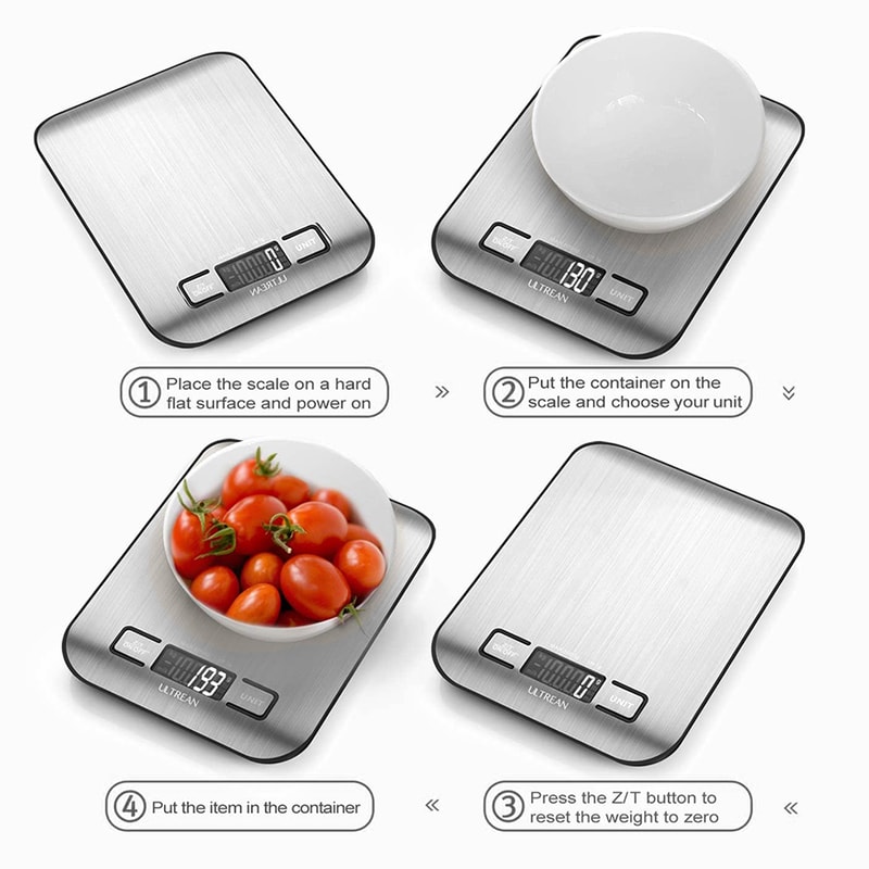 USB Charging Digital Kitchen Scale LCD Display 10Kg 1g Electronic Weights Scales, Food Weighing Scale for Cooking Baking