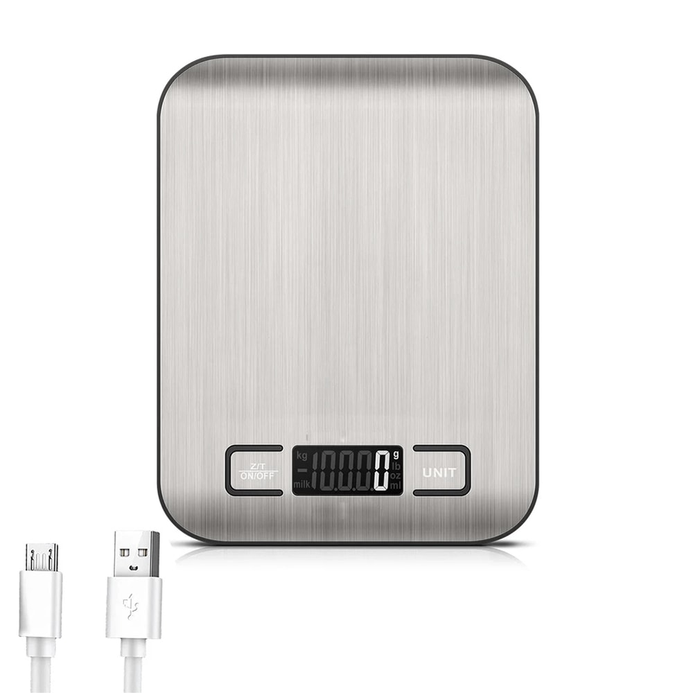 USB Charging Digital Kitchen Scale LCD Display 10Kg 1g Electronic Weights Scales, Food Weighing Scale for Cooking Baking