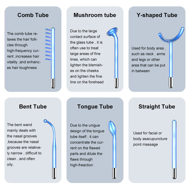 High Frequency Electrode Wand Glass Tube Electrotherapy Acne Spot Remover Skin Care Home Spa Beauty 4